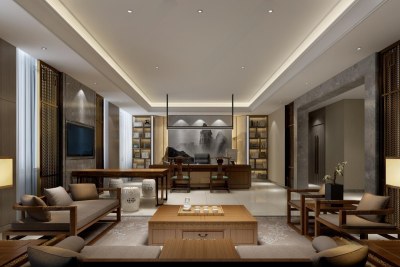 新中式经理办公司3D模型下载